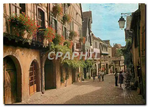 Cartes postales moderne Alsace Pittoresque Riquewihr Rue du General de Gaulle a droite cour de la Dime