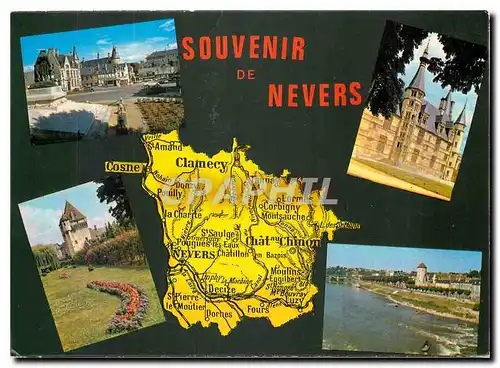 Cartes postales moderne Nevers Nievre Place Carnot Le Palais Ducal La Porte du croix et les bords de la Loire