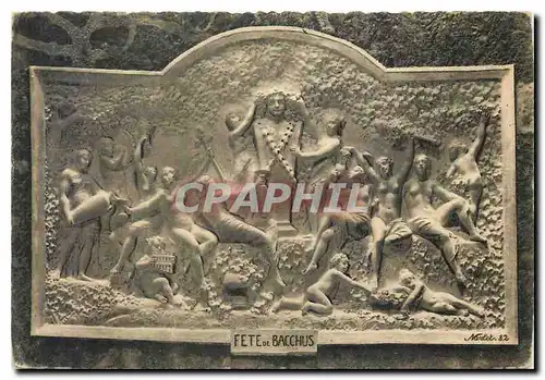 Moderne Karte Champagne Pommery et Greno Reims La fete de Bacchus Bas relief sculpte