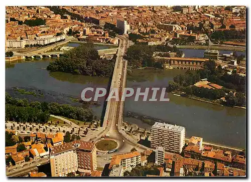Moderne Karte Toulouse La Ville Rose Vue aerienne La Garonne au Pont St Michel