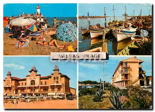 Cartes postales moderne Valras Plage Herault Le Phare et la plage Le Port de peche Le Casino