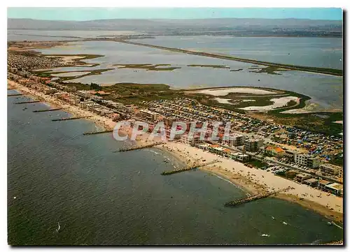 Moderne Karte Palavas les Flots Herault Vue aerienne sur la route de Carnon a droite le Camping