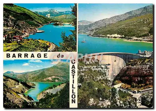 Cartes postales moderne l'Usine et l'Ecluse Le Mur du barrage Le Lac et la route d'Annot