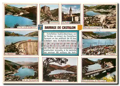 Cartes postales moderne Paysages de France Haute Provence Barrage du Castillon