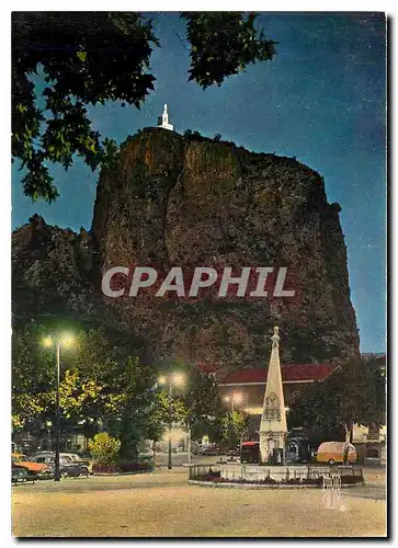 Moderne Karte Paysages de France Castellane Alpes de Haute provence Vuc nocturne de la grand place dominee par