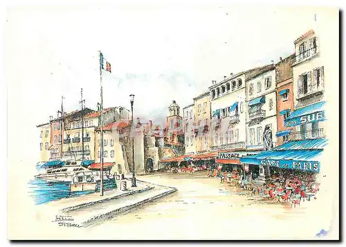 Cartes postales moderne Saint Tropez Aquarelle de Zika Jovanovic