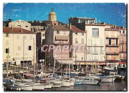 Moderne Karte Saint Tropez Var Vue partielle des quais au soleil de l'apres midi