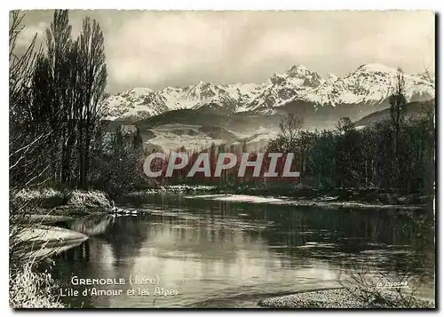 Moderne Karte Grenoble Isere L'Ile d'Amour et les Alpes