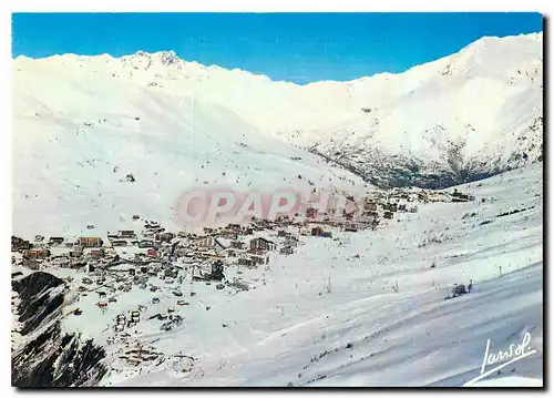 Moderne Karte Les Deux Alpes Vue generale aerienne de la station et des pistes