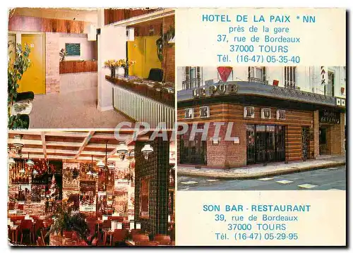 Cartes postales moderne Hotel de la Paix pres de la gare Tours son Bar Restaurant