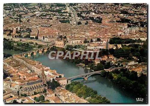 Moderne Karte Montauban vu du ciel Le faubourg de Villebourbon les Ponts sur le Tarn et la Ville