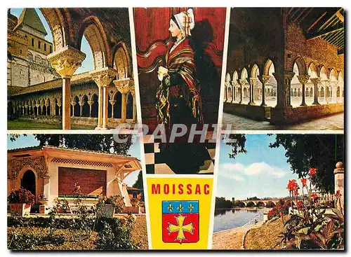 Cartes postales moderne Moissac Tarn et Garonne Eglise St Pierre le Cloitre Bords du Tarn et Pont Napoleon