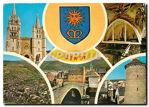 Cartes postales moderne Mende Lozere La Cathedrale Fontaine de la Vierge Noire Vue generale Pont N D La Tour des Peniten