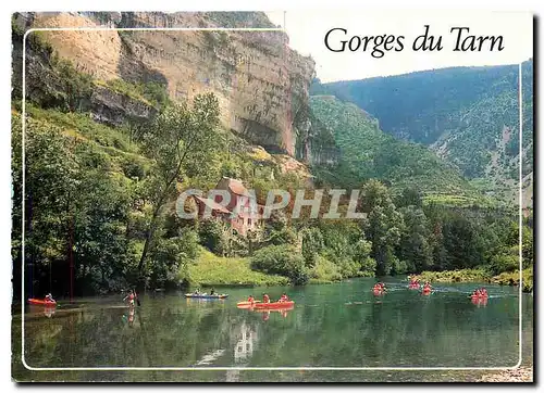 Moderne Karte Gorges du Tarn Lozere Descente en Canoe Kayak au moulin de Pougnadoires