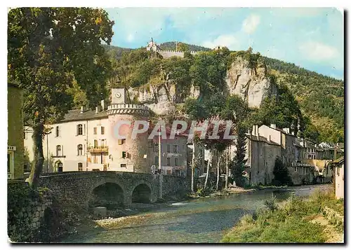 Moderne Karte Les Gorges du Tarn Meyrueis Lozere La Tour de l'Horloge et le Rocher de la Vierge