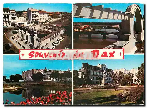 Moderne Karte Dax La Fontaine Chaude les 2 ponts sur l'Adour L'Hotel Splendide et les Baignots sur les bords d