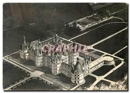 Moderne Karte Chambord Loir et Cher Le Chateau Ensemble au Nord Ouest Vue aerienne
