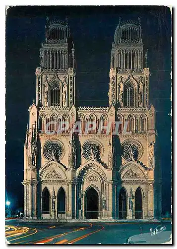 Moderne Karte Les Merveilles du Val de Loire Orleans Loiret La facade illuminee de la cathedrale Sainte Croix