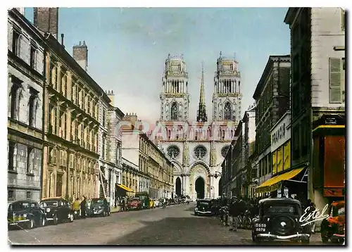 Cartes postales moderne Orleans La Rue Jeanne D'Arc et la Cathedrale