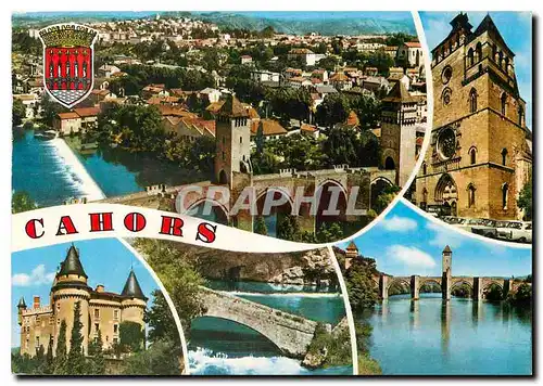 Cartes postales moderne Cahors Lot Pont Valentre La Cathedrale Chateau de Mercues Source des Chartreux