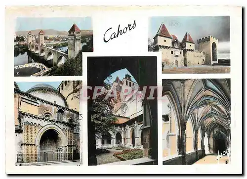 Cartes postales moderne Cahors Lot La Cathedrale vue du Cloitre le pont Valentre la barbacane la Tour des pendus la Cath