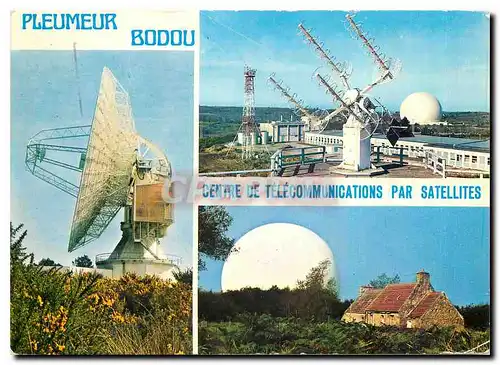 Moderne Karte Pleumeur Bodou le centre de Telecommunications par satellites