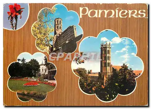 Cartes postales moderne Pamiers Le clocher de la cathedrale St Antonin et les jardins de l'hotel de ville
