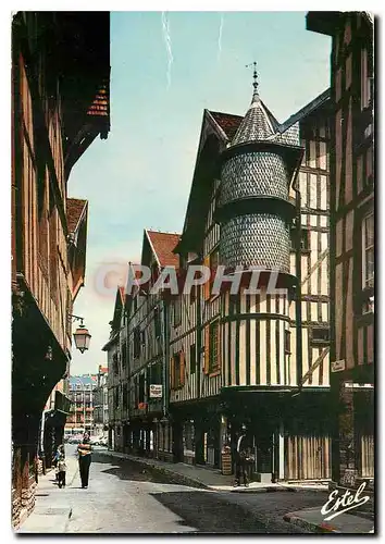 Moderne Karte Troyes Aube Capitale de la Champagne Rue Champeaux vieilles maisons champenoises et la tourelle