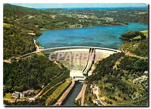 Moderne Karte Le barrage de Bort Correze et sa retenue