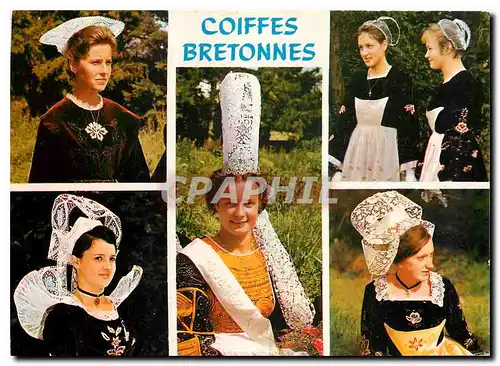 Moderne Karte Folklore de Bretagne Coiffes de Chateauneuf Lorient Le Faouet Pont L'Abbe Quimperie