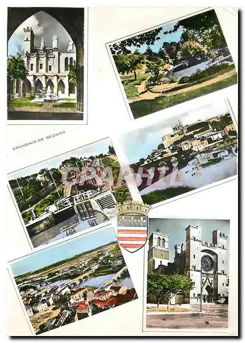 Moderne Karte Beziers Herault Cathedrale St Nazaire Jardin des Poetes vue du Cloitre Les Neuf Ecluses Vue gene