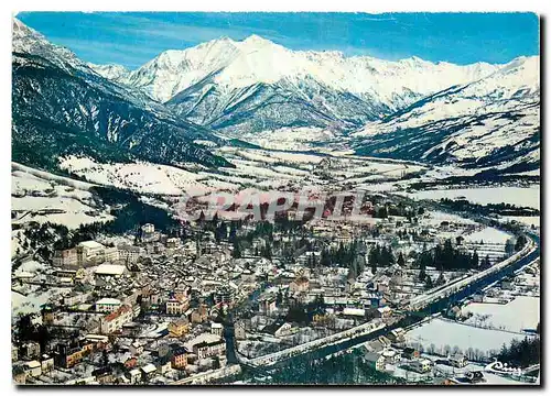 Moderne Karte Barcelonnette Alpes de Hte Prov Vue panoramique aerienne l'hiver