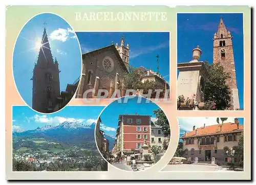 Cartes postales moderne Barcelonnette Alpes de Haute Provence La tour Cardinalis l'eglise L'Hotel de Ville la rue Manuel