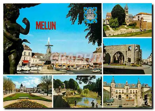 Cartes postales moderne Melun Seine et Marne La place Saint Jean L'eglise Notre Dame et la maison centrale Le prieure Sa