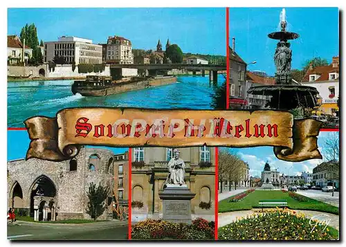 Moderne Karte Melun Seine et Marne La Seine La fontaine place Saint Jean Le prieure Saint Sauveur la statue de