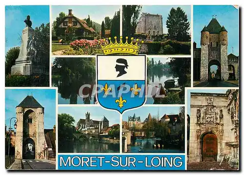 Cartes postales moderne Moret sur Loing Seine et Marne Le monument de Sisley la maison Clemenceau le donjon la porte de