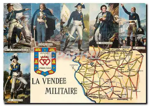 Moderne Karte La Vendee Militaire De la Rochejaquelin Cathelineau Stoflet De Bonchamps De Lescure De Charrette