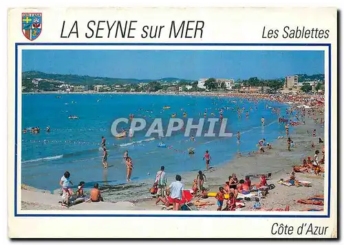 Moderne Karte Au Soleil de la Cote d'Azur La Seyne sur Mer La Plage des Sablettes Perspective sur Mar Vivo