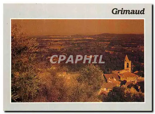 Cartes postales moderne Grimaud Var Coucher de soleil au loin Port Grimald Saint Tropez