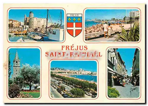 Cartes postales moderne La Cote d'Azur Frejus et Saint Raphael Var St Raphael Le Port et Eglise Les Plages et l'Eglise a