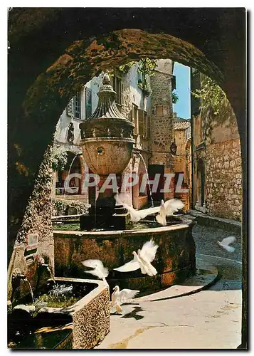 Moderne Karte Cote d'Azur Saint Paul Alpes Maritimes Colombes devant la fontaine provencale