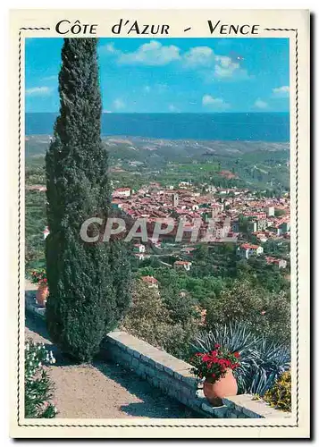 Moderne Karte Cote d'Azur Vence A M Vue generale au fond la Mediterrannee