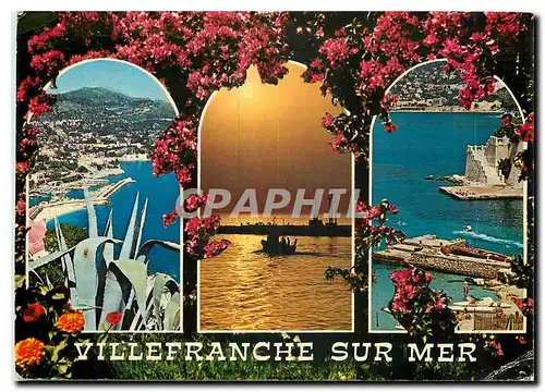 Cartes postales moderne Villefranche sur Mer Le port Coucher du Soleil La plage