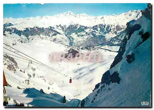 Cartes postales moderne Courchevel Les Pistes de la Saulire et le Mont Blanc depuis le Sommet