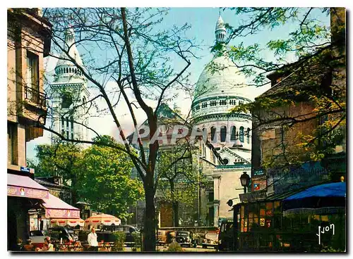 Cartes postales moderne Couleurs et Lumiere de France Paris La Basilique du Sacre Coeur et la Place du Tertre