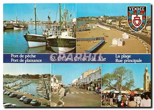 Cartes postales moderne St Gilles Croix de Vie Vendee Port de peche La plage Rue principale