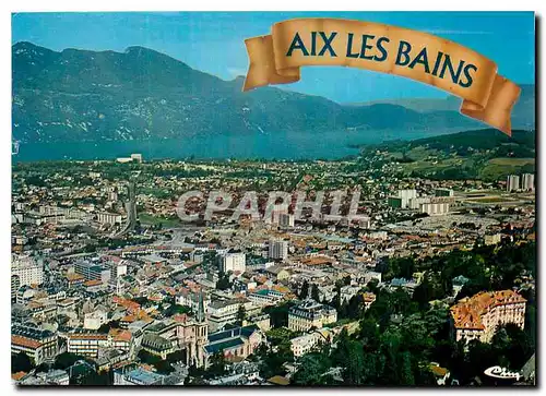 Cartes postales moderne Aix les Bains Savoie Vue generale et le lac du Bourget