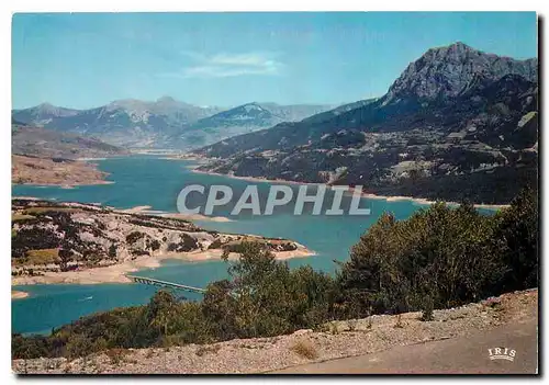 Moderne Karte Lac de Serre Poncon H A Vue d'ensemble du Lac vers Savines et Embrun a droite le Grand Morgon