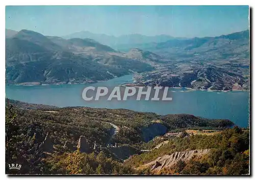 Moderne Karte Lac de Serre Poncon H A La Baie de Canteloube et les Demoiselles Coiffees du Sauze depuis le Col