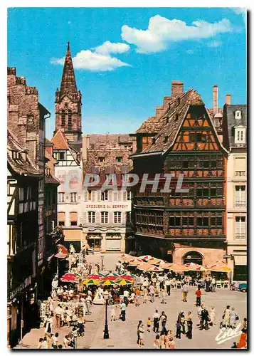 Cartes postales moderne Au Pays des Cigognes Strasbourg Bas Rhin La place de la cathedrale la maison Kammerzell et la fl
